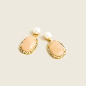 J Crew Gold Plated Brass Stone and Freshwater Pearl Earrings